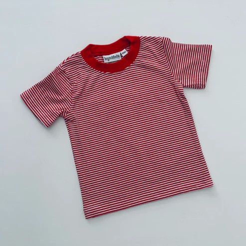 Knit Stripe Short Sleeve Shirt Red, Size: 6M