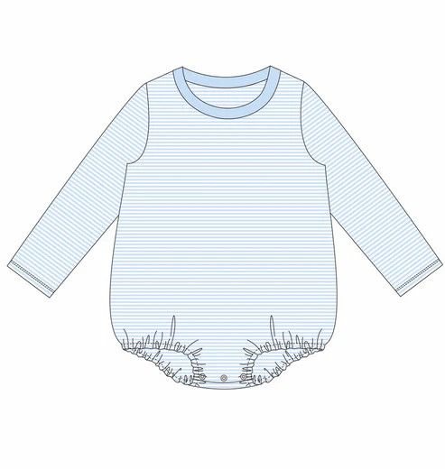 Knit Stripe Long Sleeve T-Shirt Bubble Light Blue 18M
