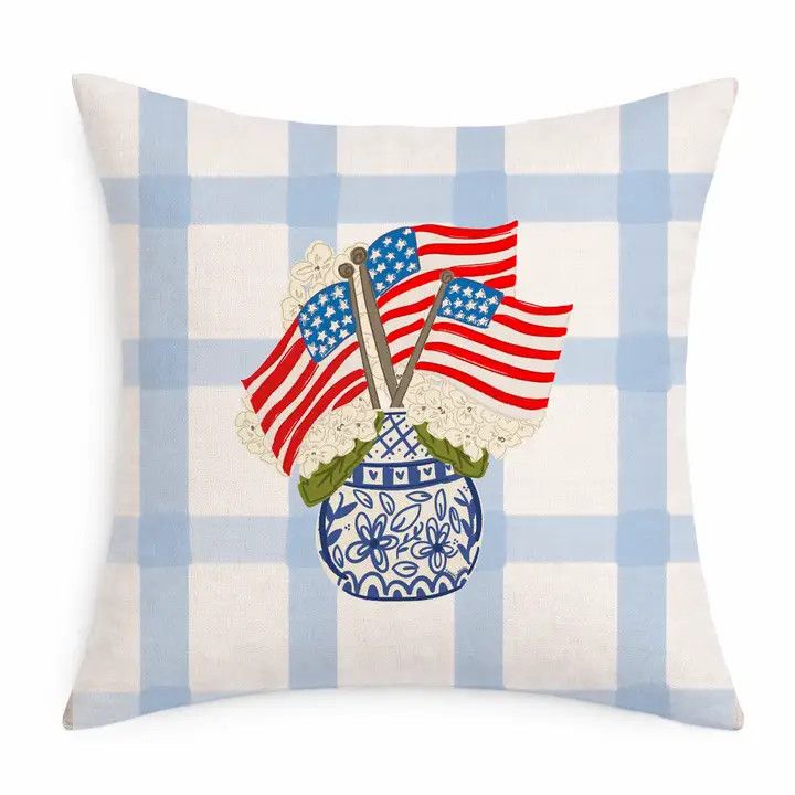 Flags and Hydrangeas Pillow