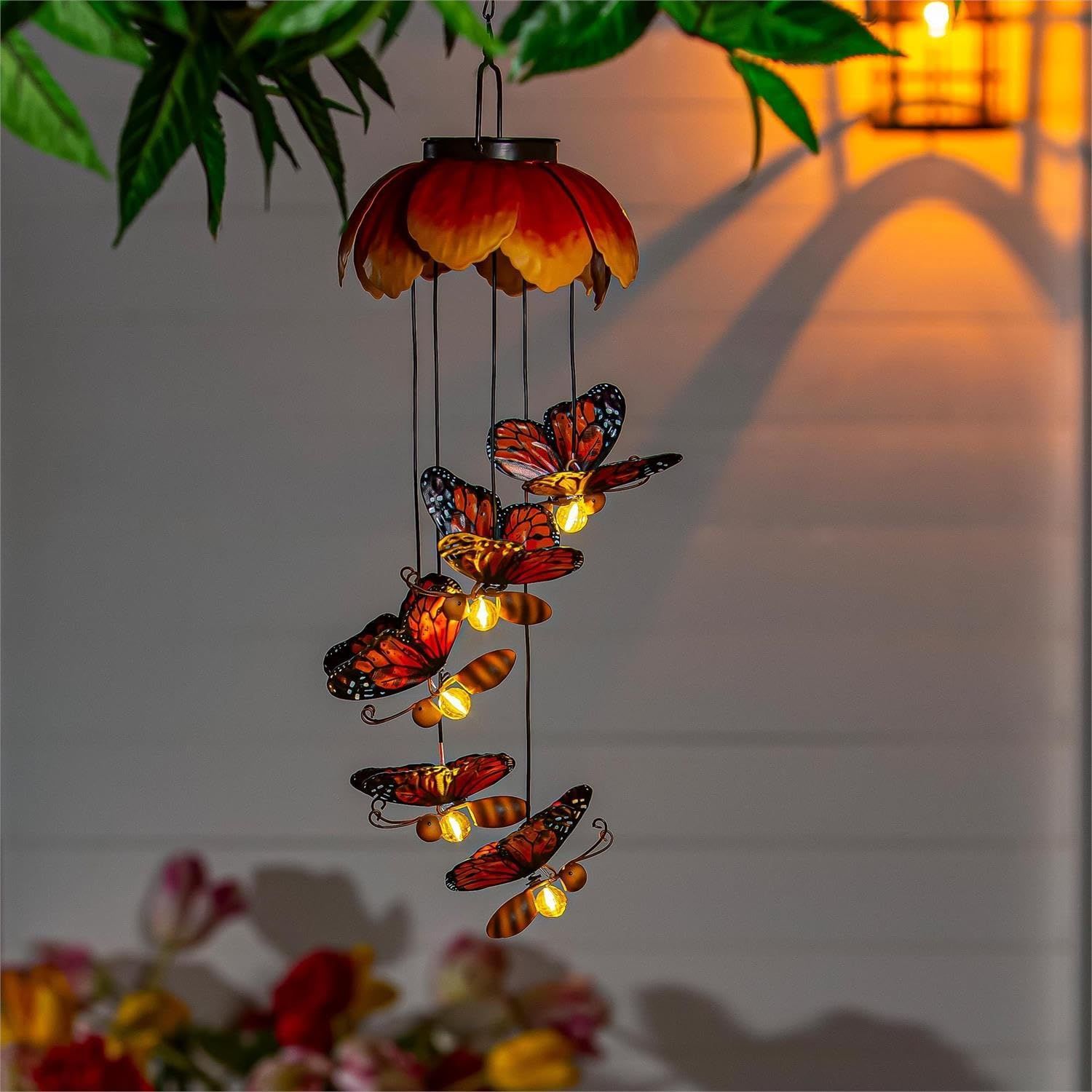 Solar-Powered Metal Monarch Butterfly Mobile