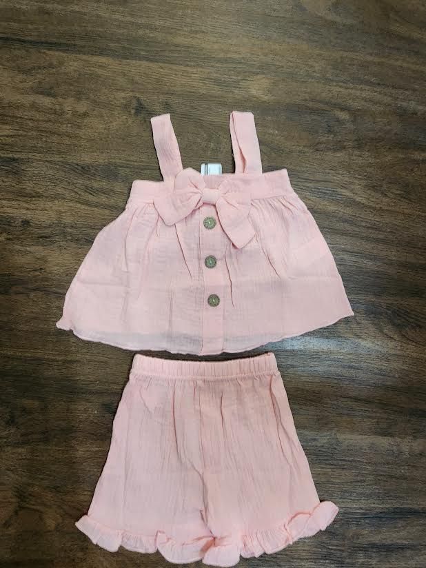 Pink Linen Set, Size: 3/4 Year