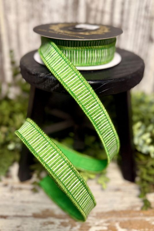 JME Mini Stripe Dupion Fused Green 1x10yd