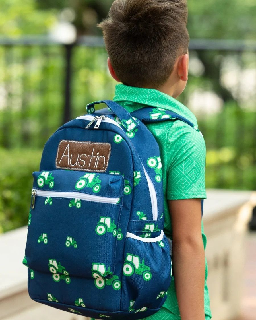 Sugar Bee Backpack - Tractors on Navy