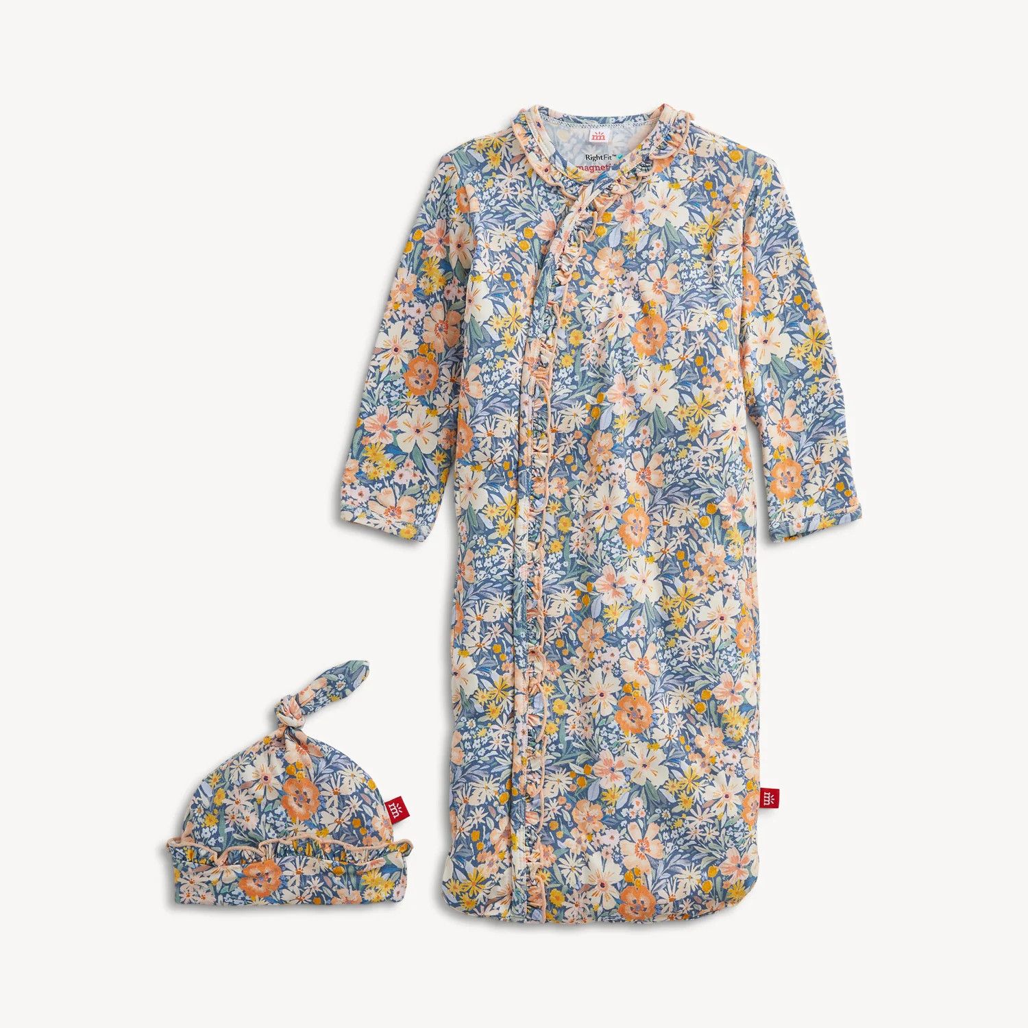 Magnetic Me Flora Modal Gown &amp; Hat Set w/ Ruffle NB-3M