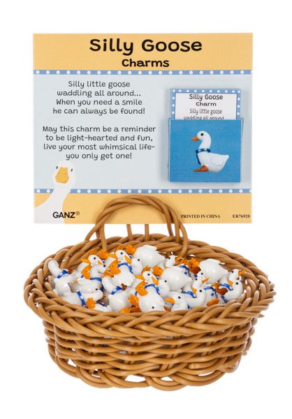 Silly Goose Charms in a Basket
