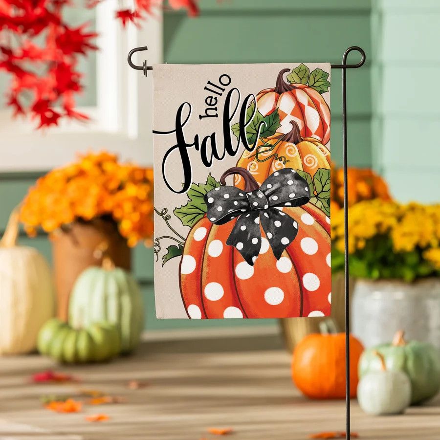 Patterned Pumpkins Burlap Flag