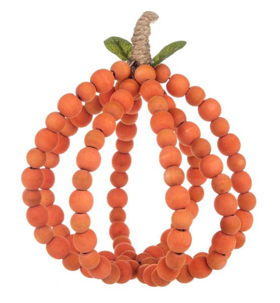 Beaded Orange Pumpkin Figurine, Size: Large