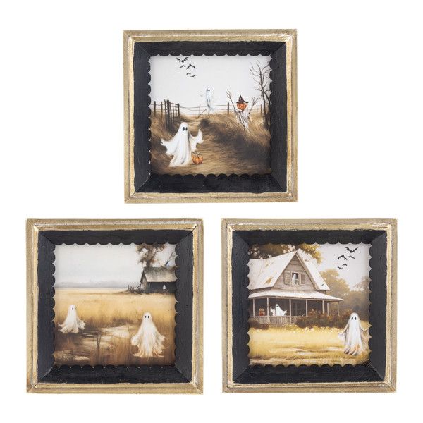 Haunted Landscape with Ghosts Wall Decor with Scallop Edge
