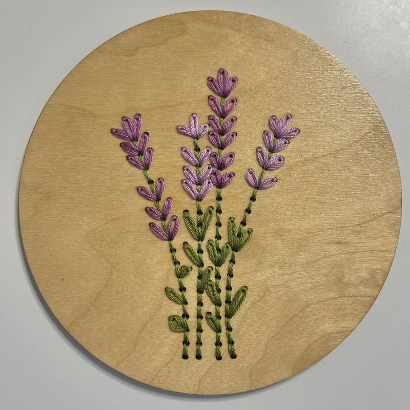 Lavender Sprig Embroidery Stitch Disk Kit