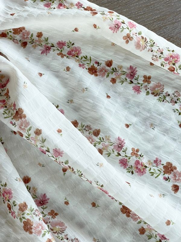 Seersucker - Maritza Print Ivory &amp; Caramel