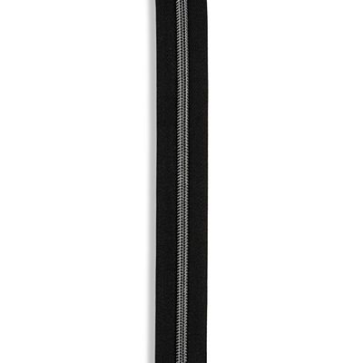 No. 5 Zipper Tape 1 1/4 in Black/Gunmetal