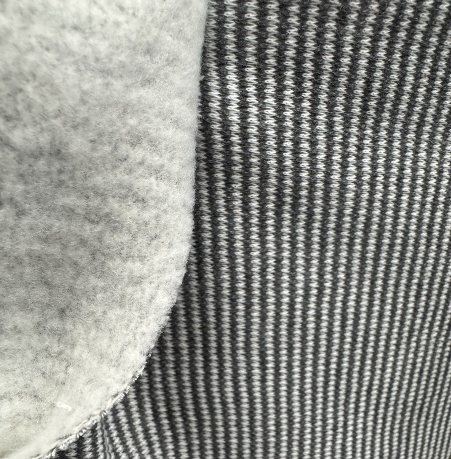 Grey &amp; White Striped Sweatsuit Fleece