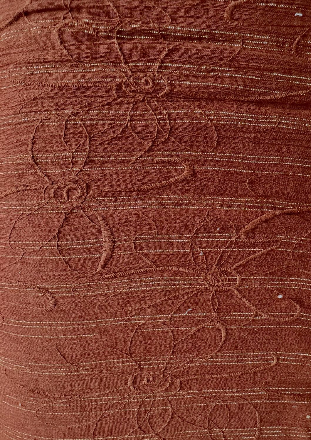 Rust with Gold Cottom Gauze With Lurex Stripe