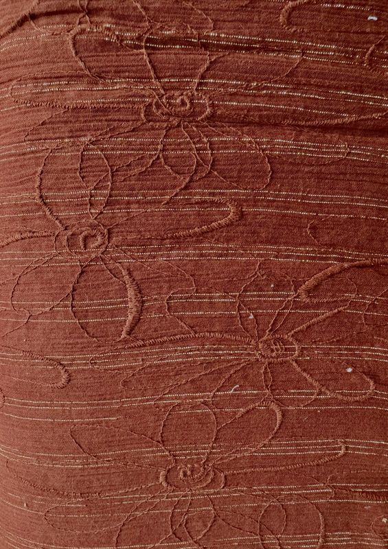 Rust with Gold Cottom Gauze With Lurex Stripe