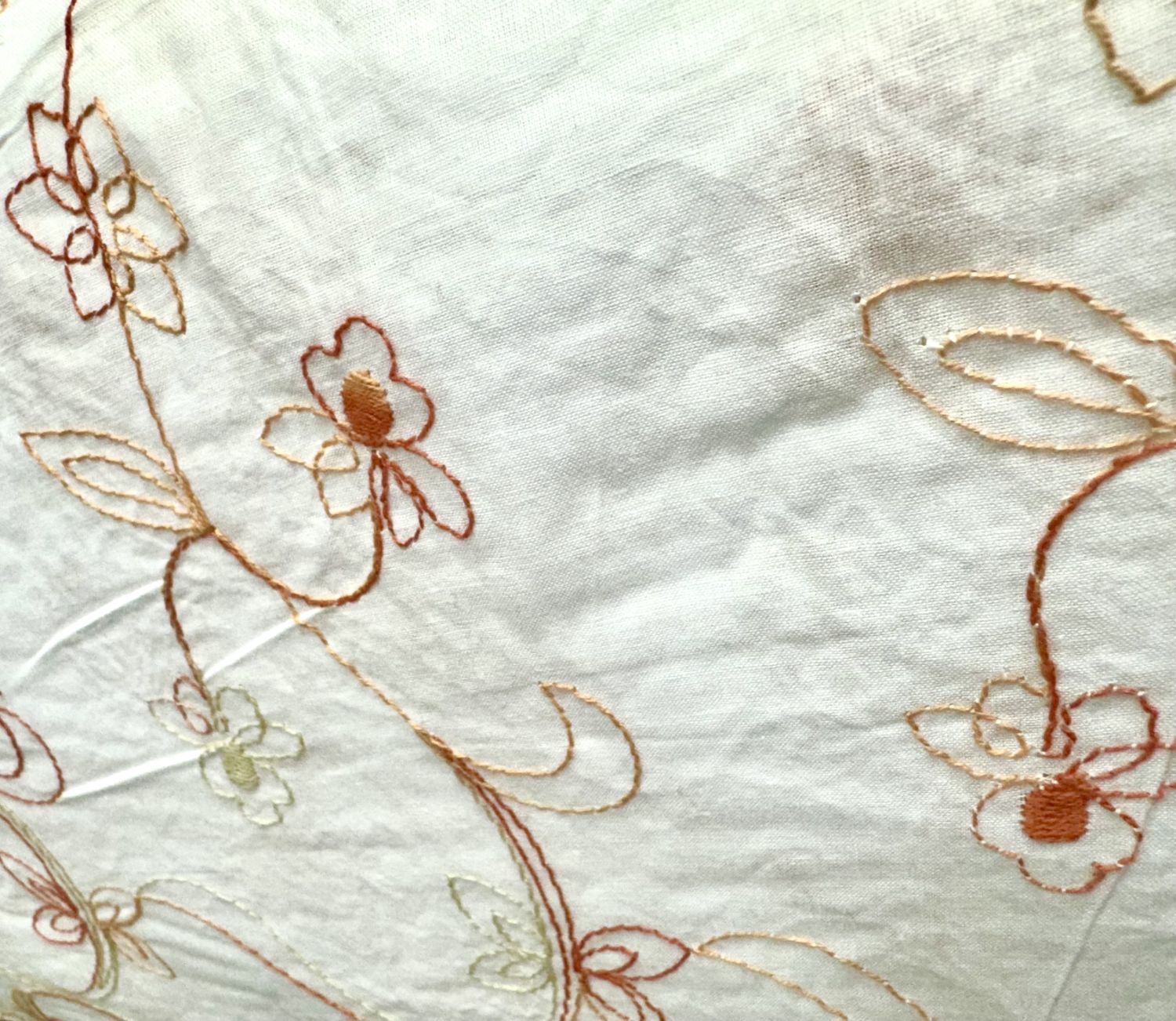 White 100% Cotton Flower Embroidery 13459