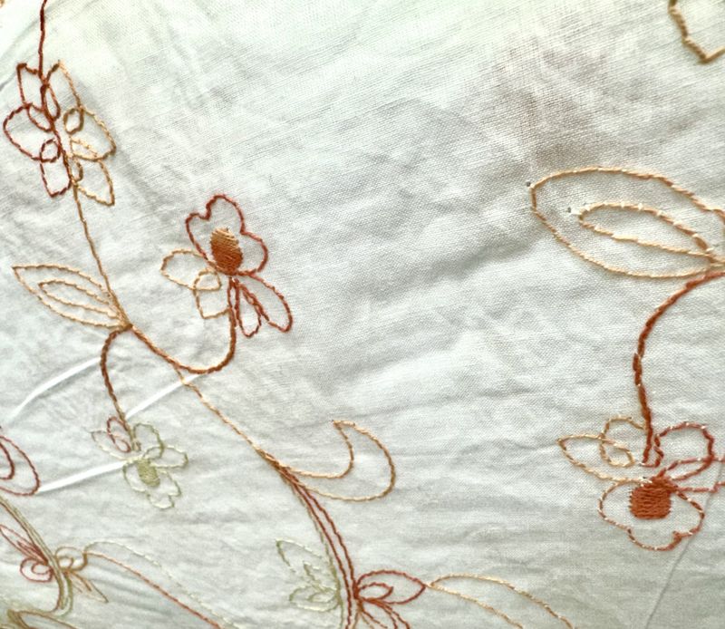 White 100% Cotton Flower Embroidery 13459