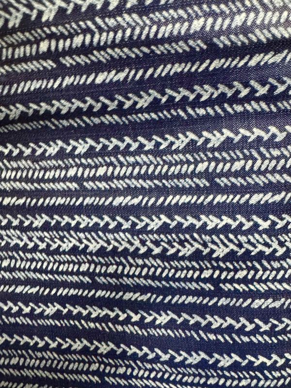 Tencel Woven Print Navy with White Print