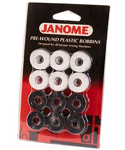 Prewound Black &amp; White Bobbins Janome