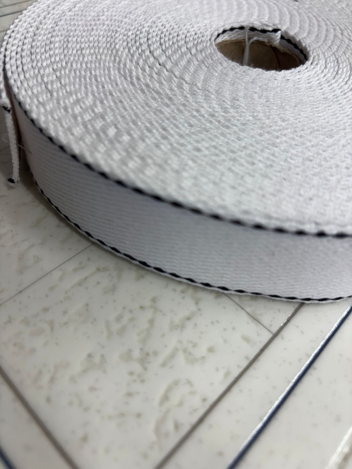 Color 001 Webbing with Stitches White