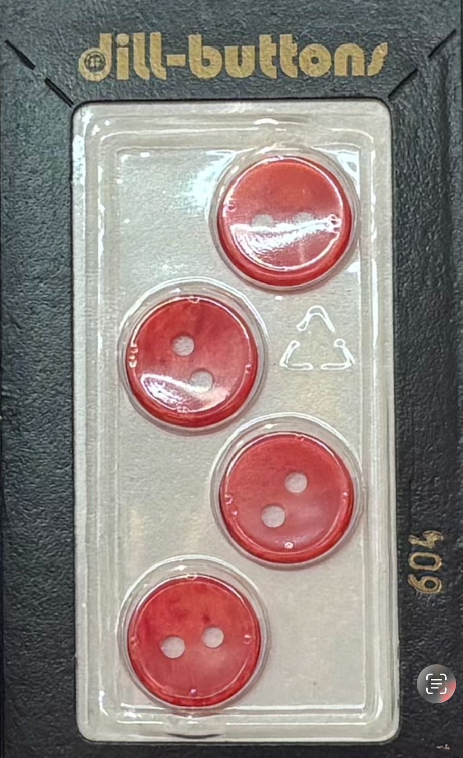 polyester button red 604