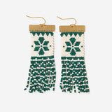 lauren holiday beaded green earrings