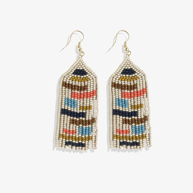 dolly color block beaded fringe earring