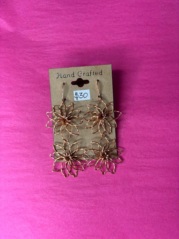 copper flower earring