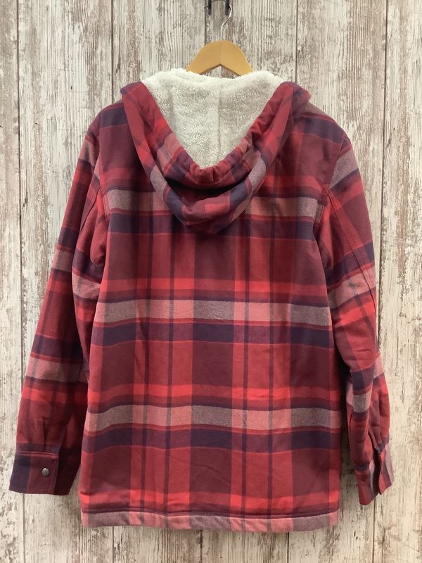 Wrangler Flannel Hooded Shirt Jacket In Garnet