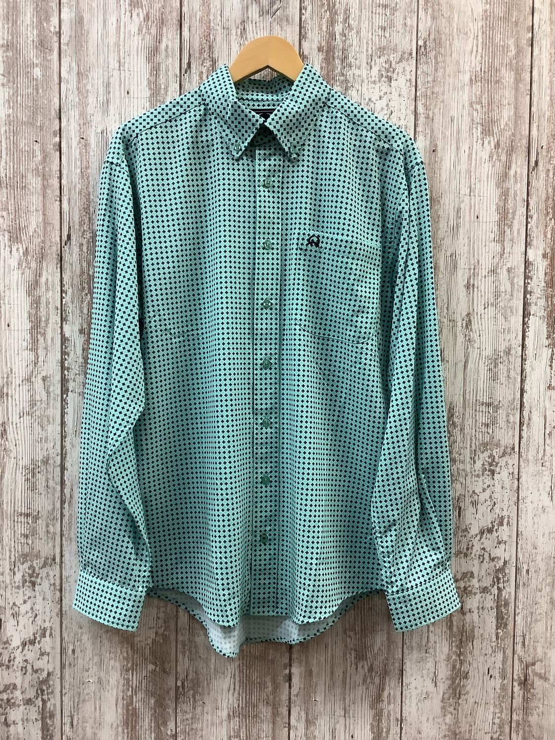Cinch Arena Flex Turq Geo Print LS Button