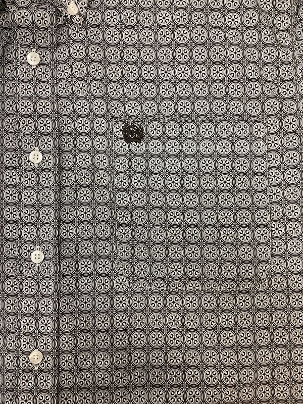 Cinch Medallion Print Long Sleeve Button Down