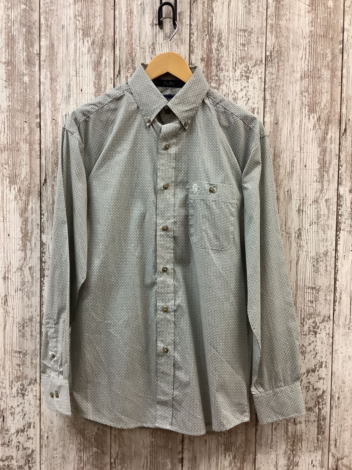 Wrangler George Strait Tan &amp; Navy Check LS Button