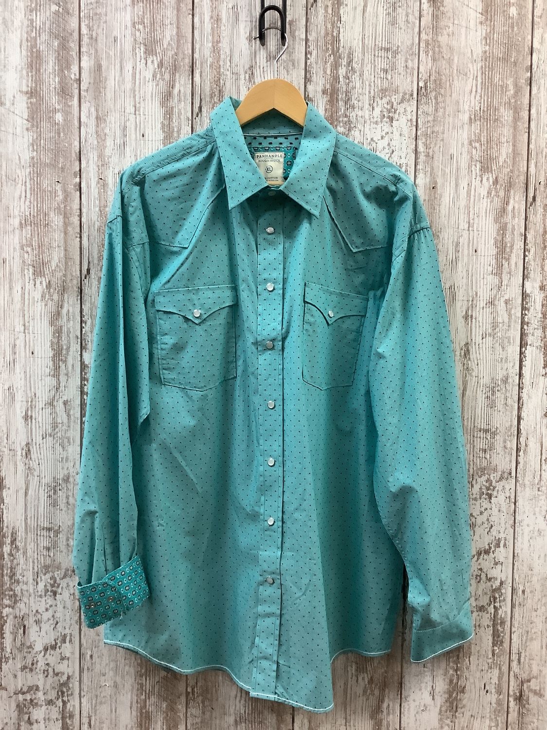 Panhandle Rough Stock Turq w/ Blk Dots LS Snap