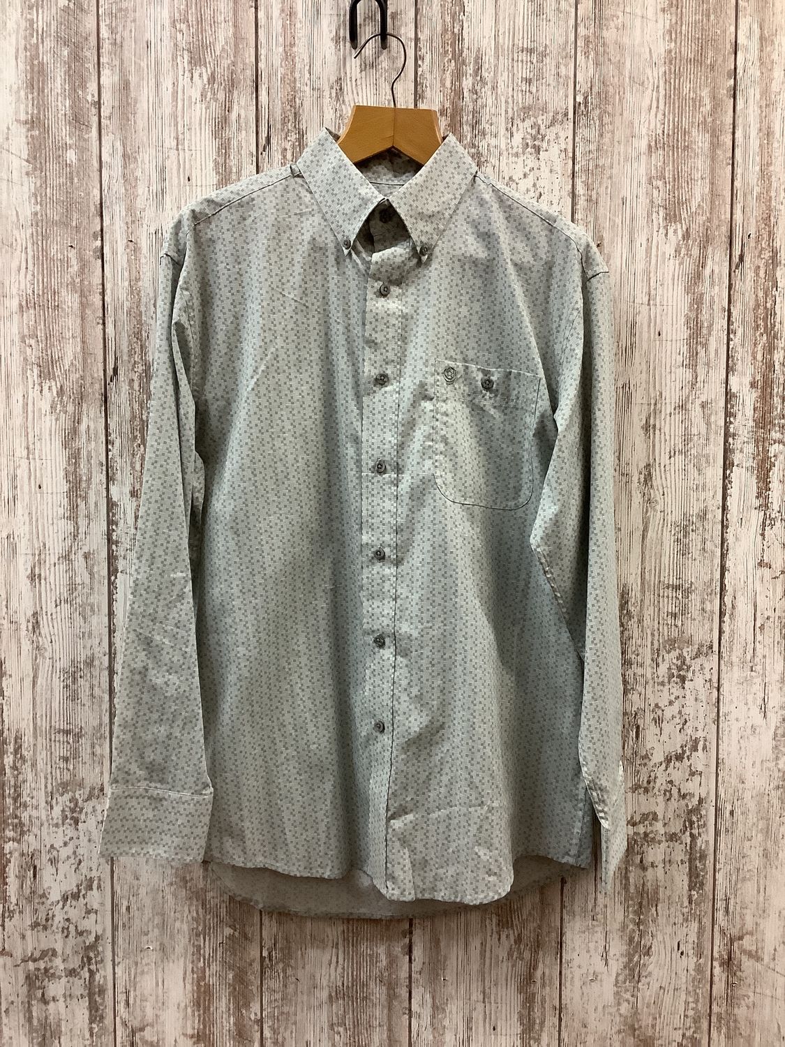 Wrangler George Strait Grey Crosshatch LS Button