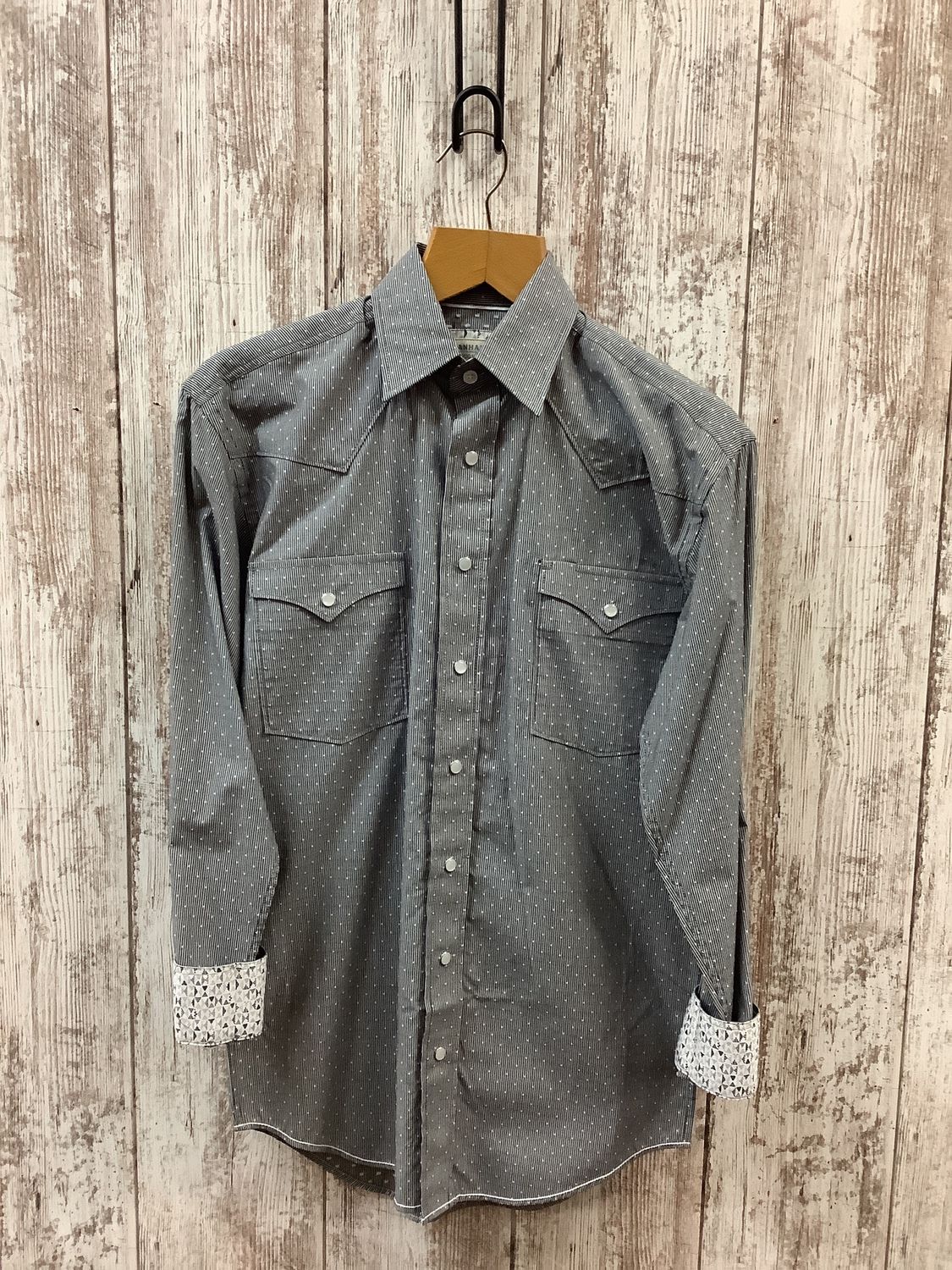Panhandle Rough Stock Blk Pinstripe w/ Dots LS Snap