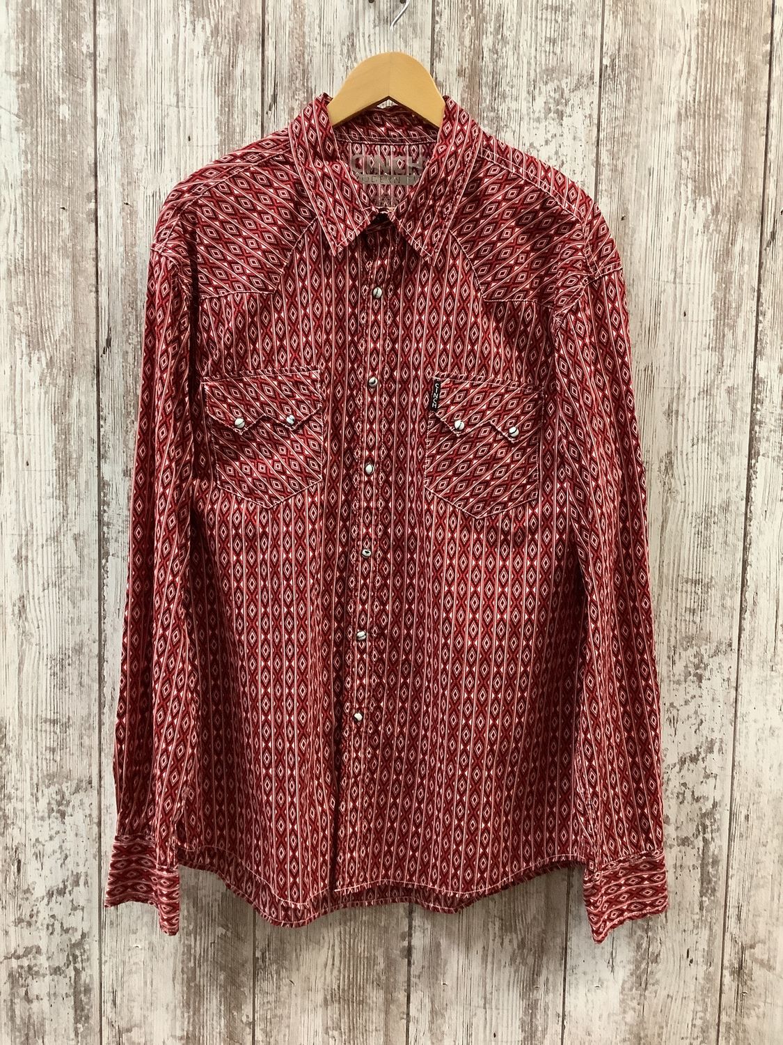 Cinch Modern Fit Red Southwest Print LS Pearl Snap