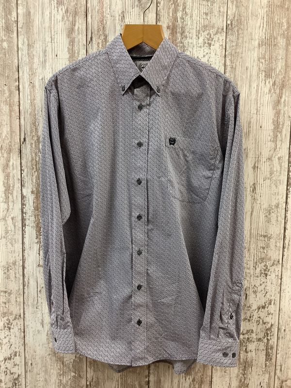 Cinch Grey Geo Print LS Button