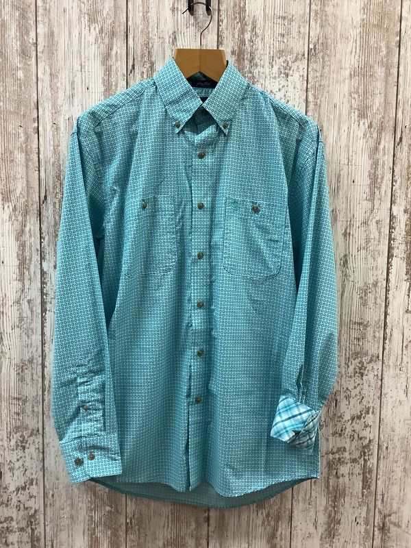 Wrangler George Strait Turquoise Print LS Button