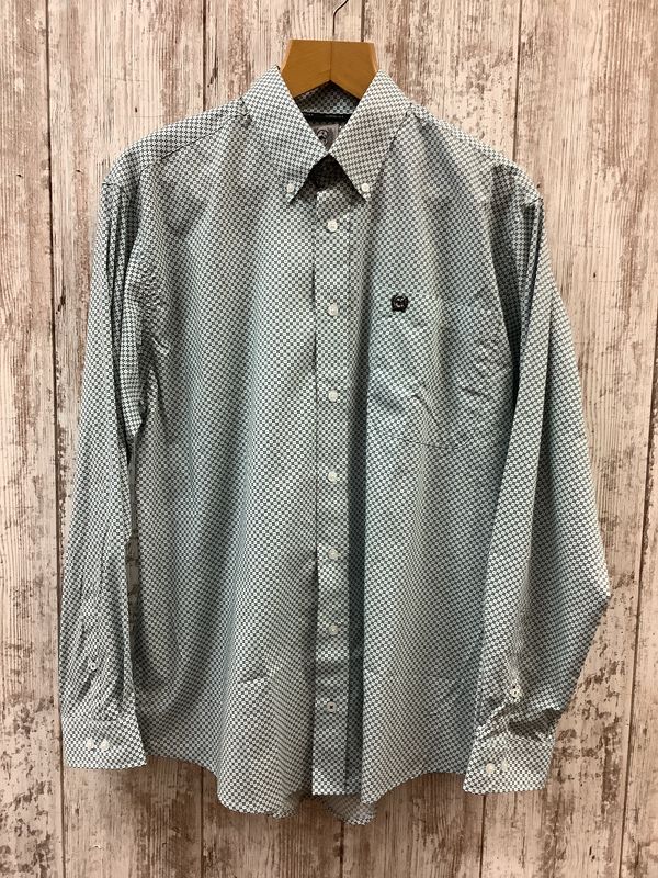 Cinch Classic Fit Light Blue Diamond Pattern LS Button