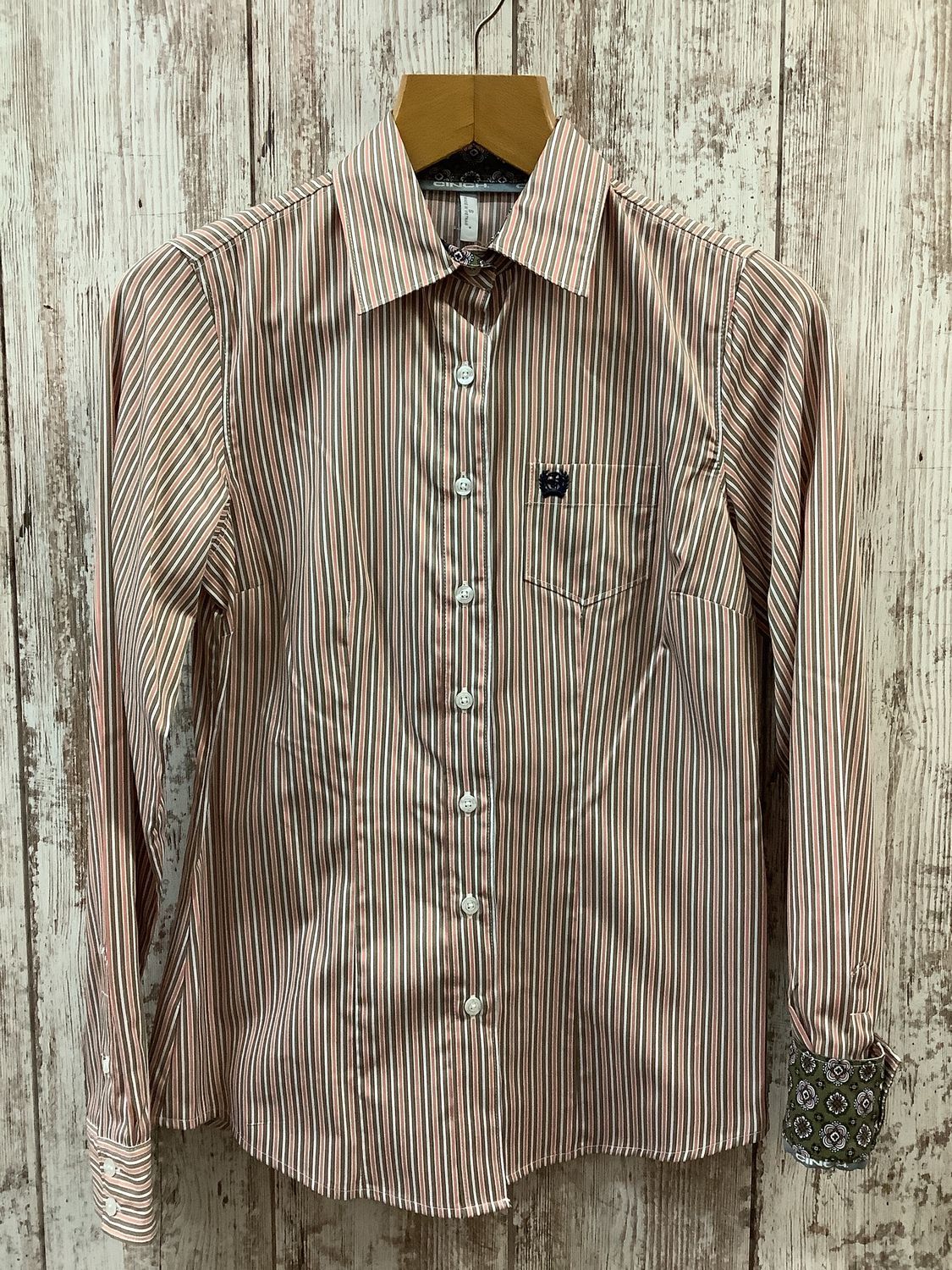 Cinch Tencel Pink Multi Strip LS Button Down