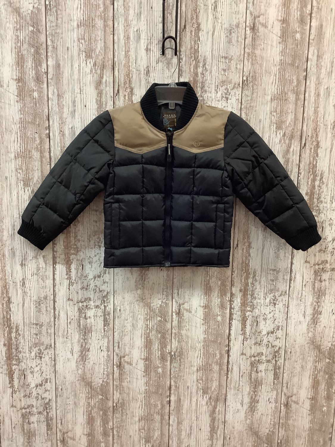 Roper Boy&#39;s Poly-Filled Blk/Tan Jacket