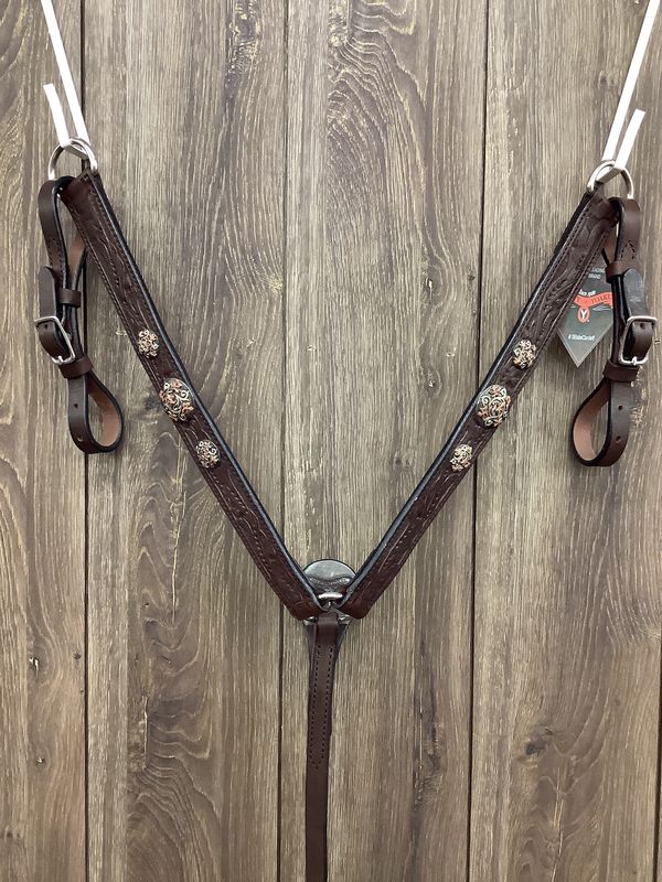 JBW Circle Y Breast Collar Copper Patina Vine Conchos