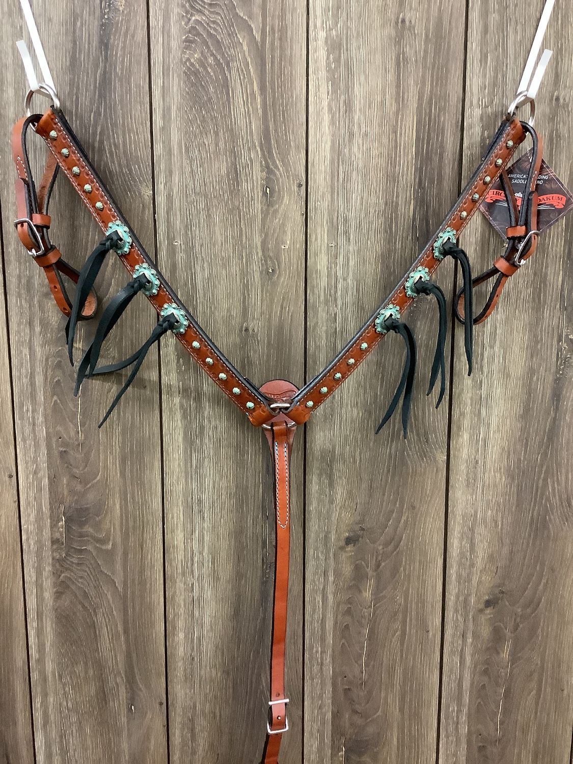 JBW Circle Y Breast Collar Patina Spots