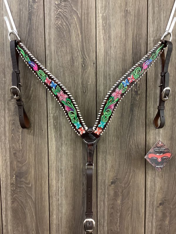 JBW Circle Y Breast Collar Vibrant Garden