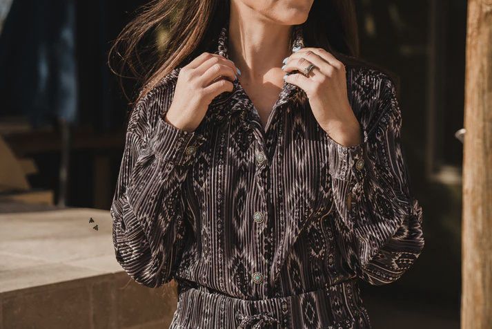 Monochrome Please Long Sleeve Turq Snap