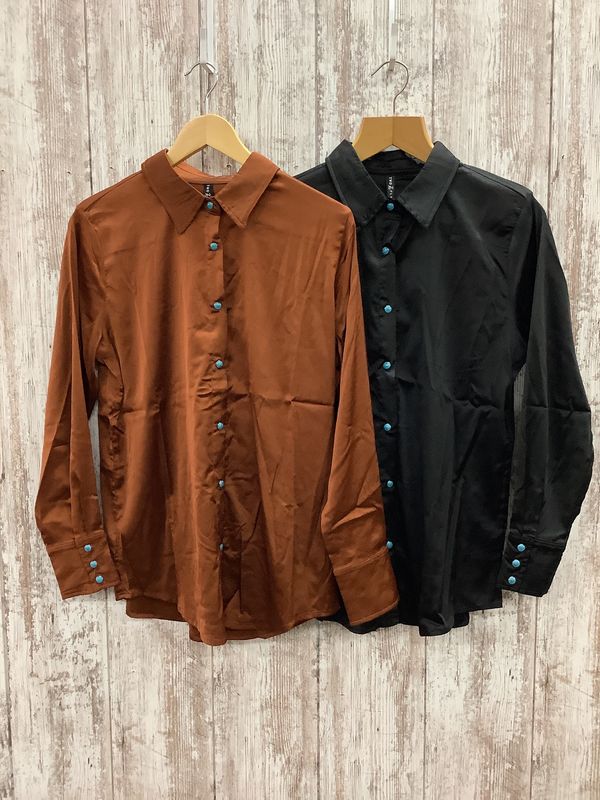 Satin Saddles Long Sleeve Turq Snap