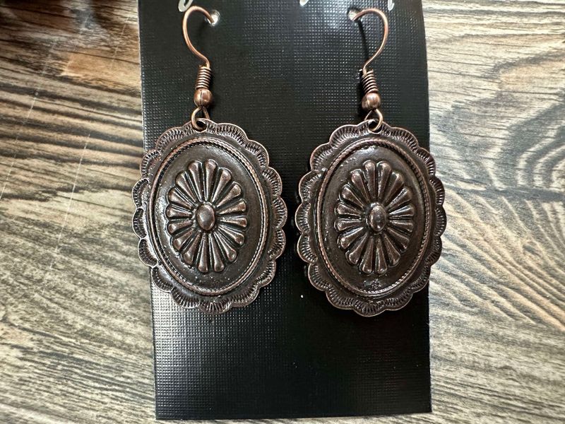 Bronze Concho Drop Earring