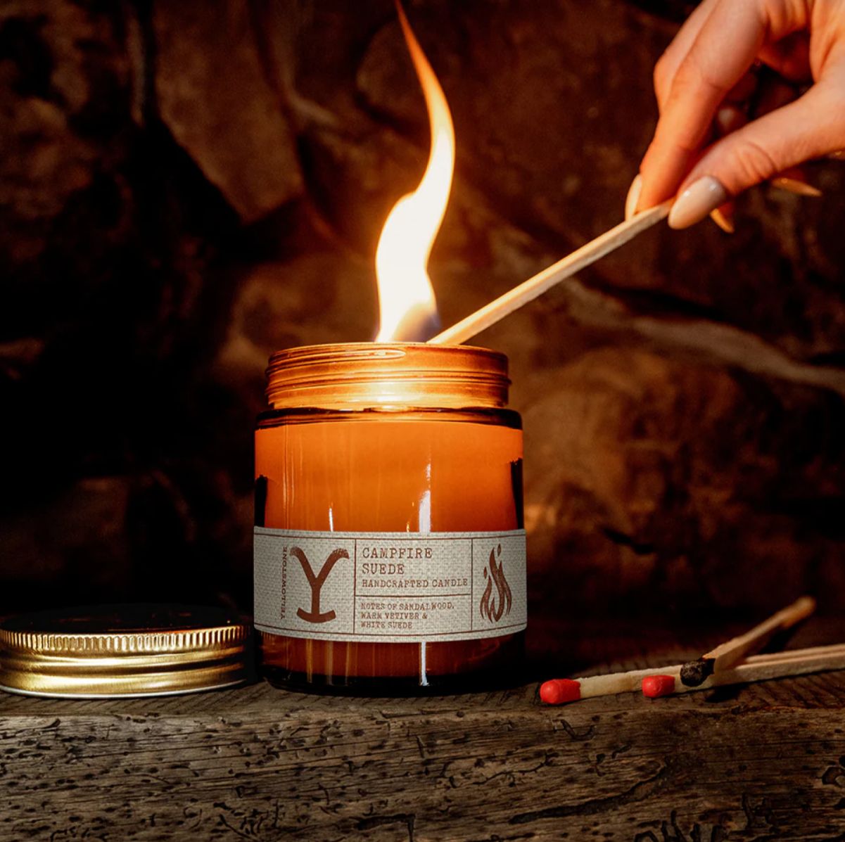 Yellowstone Campfire Suede Candle