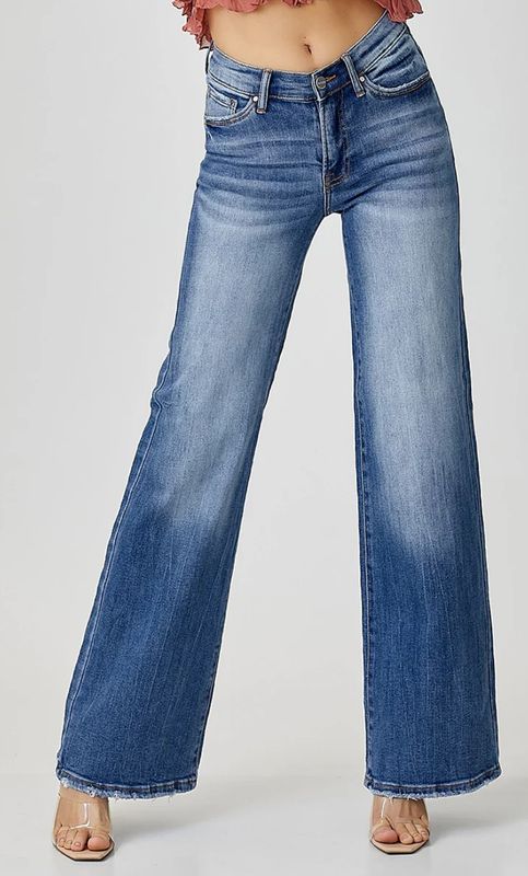 Mid-Rise Wide Leg with V-Dipped Front