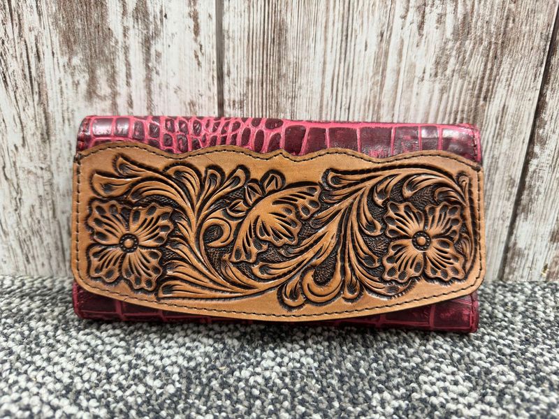 Handtooled Western Leather Wallet