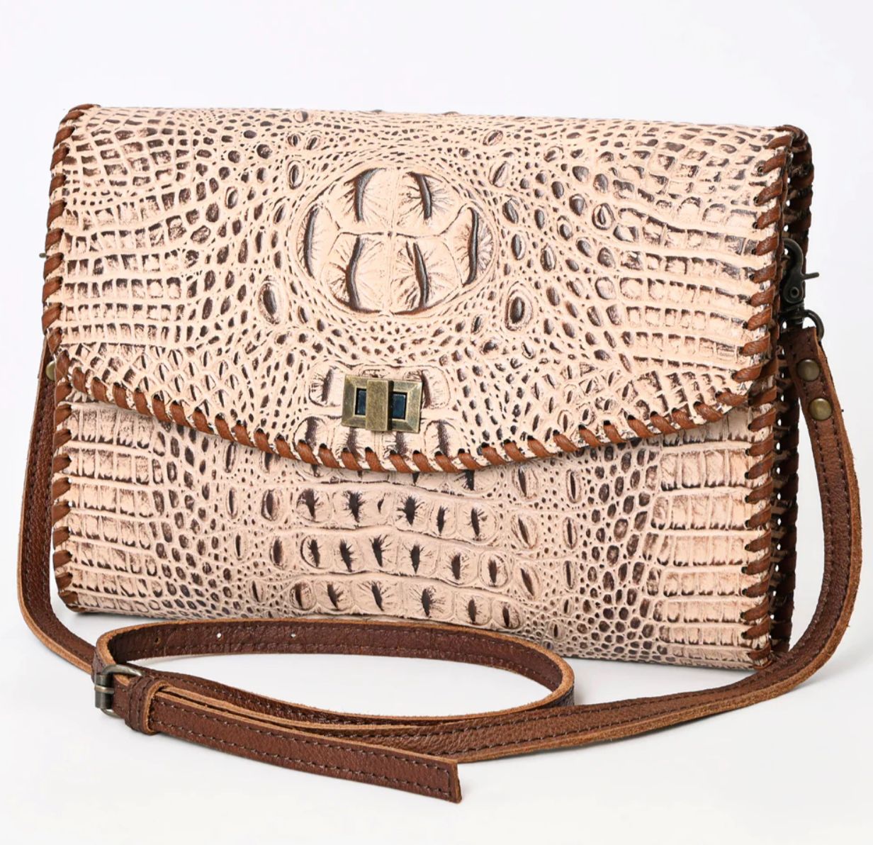 Brown Croc Leather Ladies Coin Purse